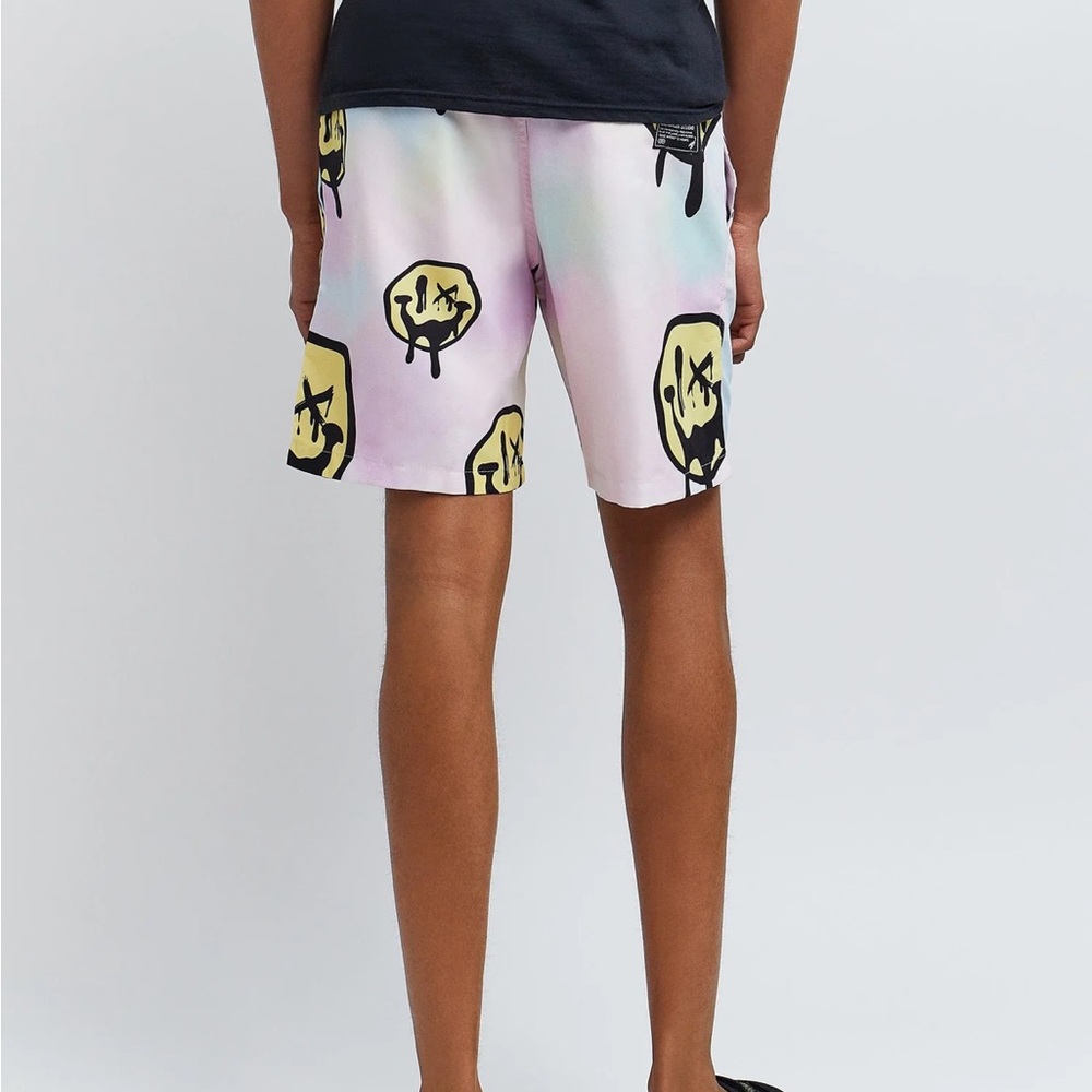 Drip Effect Smiley Face Tye Dye Swim Trunks - Size XL - Picture 6 of 7